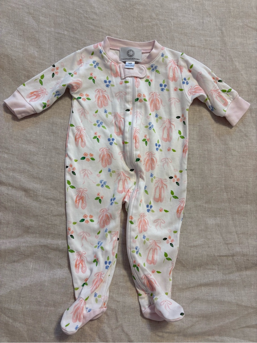 The Proper Peony Ballerina Print Pima Cotton Sleeper Pajamas-Newborn